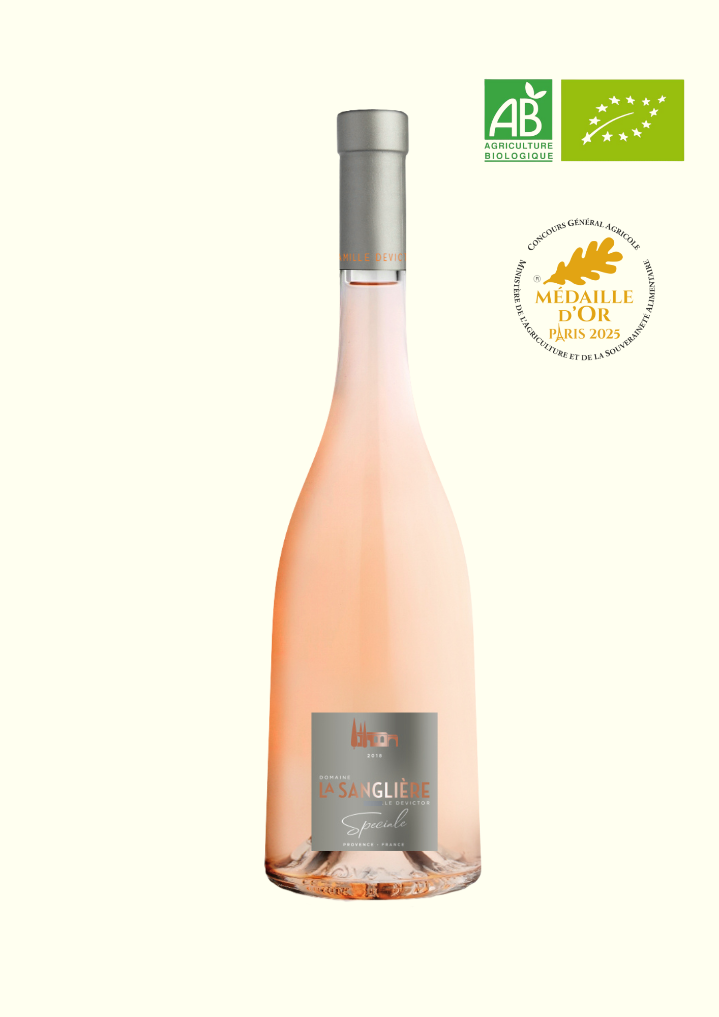 Bouteille de vin rosé Gamme Spéciale du Domaine de la Sanglière, AOP Côtes de Provence, l&