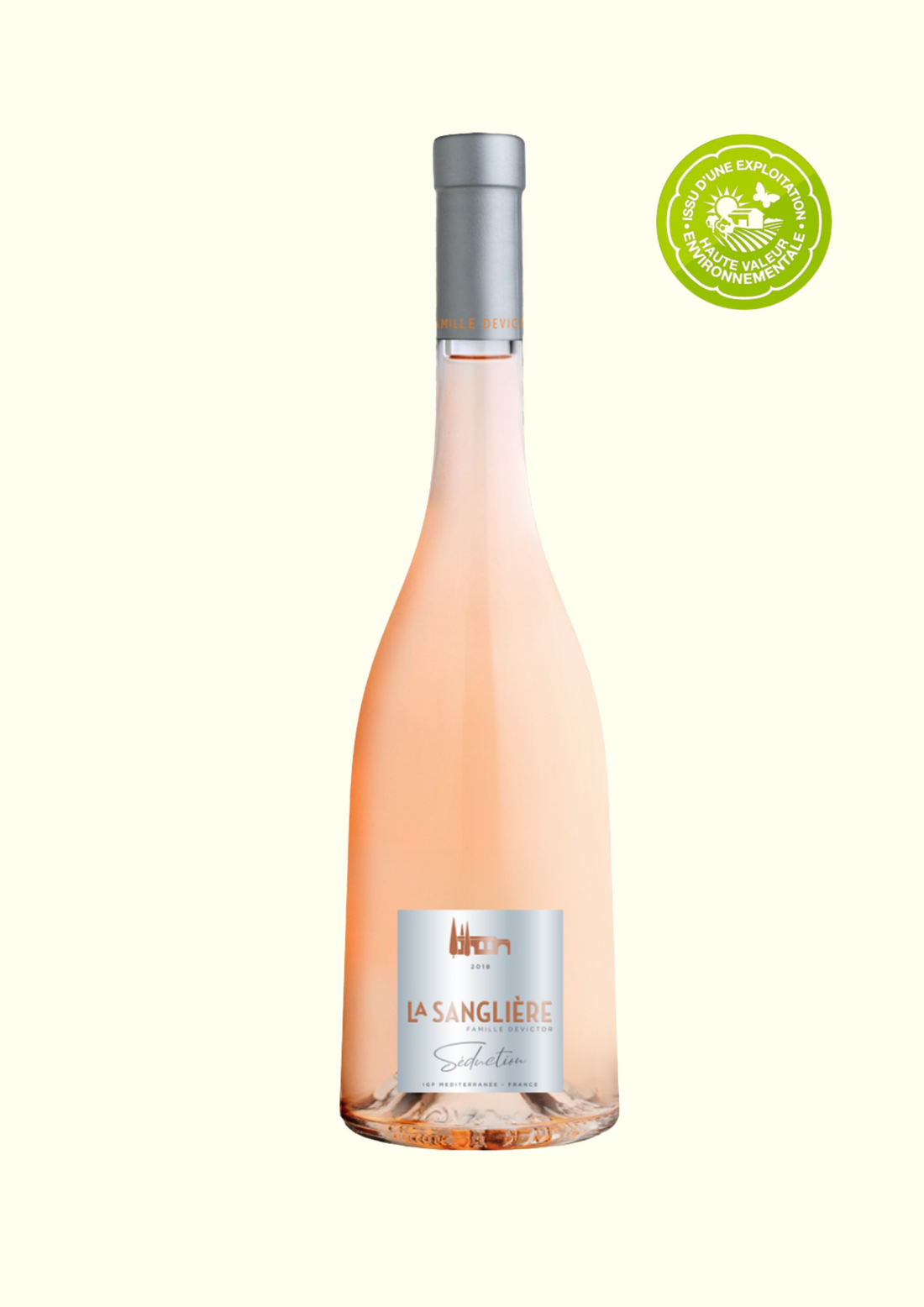 Bouteille Séduction Rosé AOP Côtes de Provence - Domaine de la Sanglière - Fruité &amp; Élégant - Label HVE3