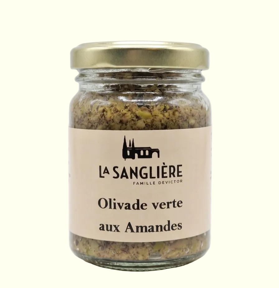 Olivade Verte aux Amandes artisanale – Tartinade provençale Domaine La Sanglière