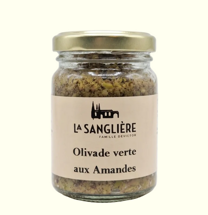 Olivade Verte aux Amandes artisanale – Tartinade provençale Domaine La Sanglière